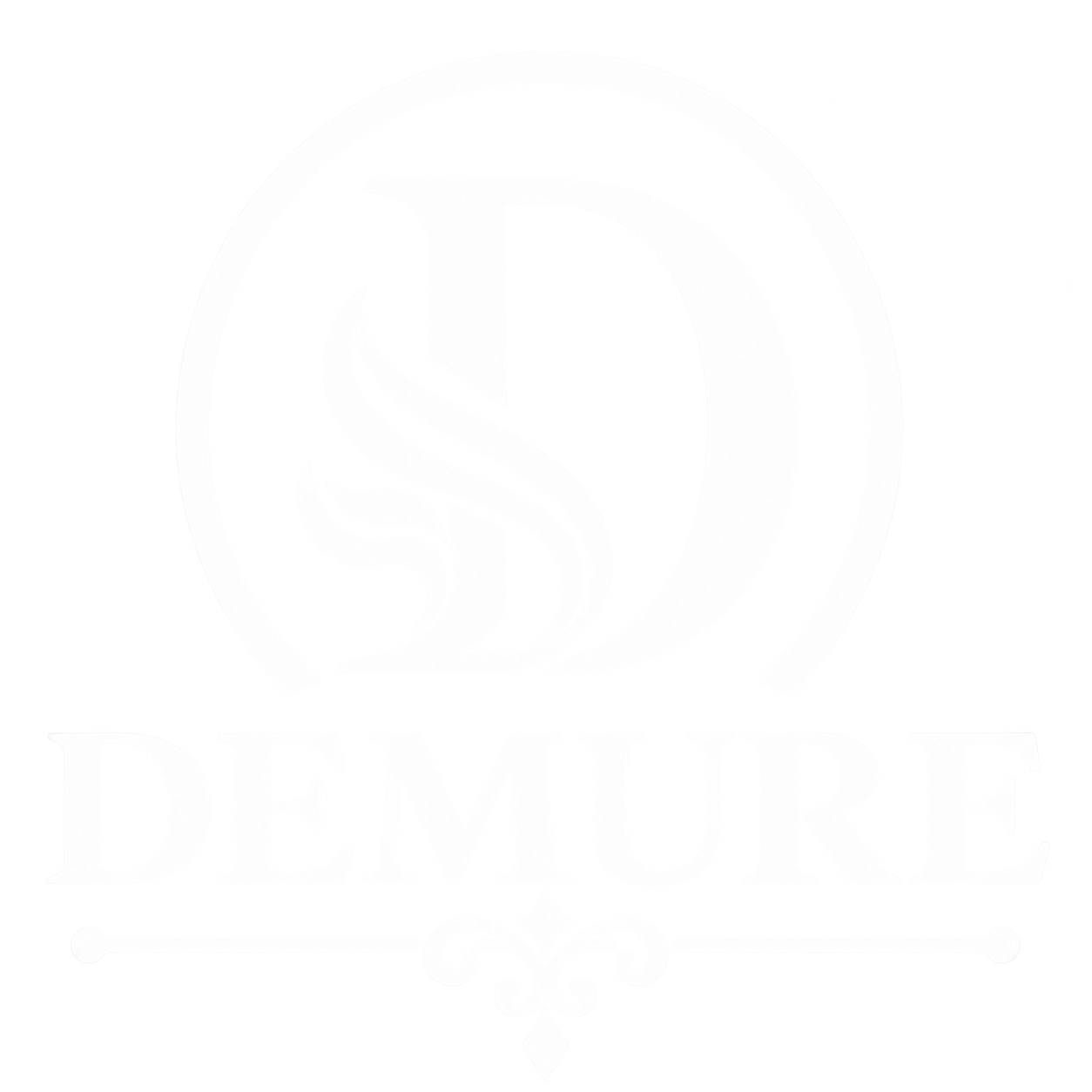 White logo design featuring a circular emblem and text.