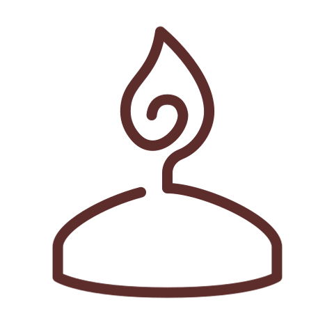 Simple candle icon with a flame and spiral design
