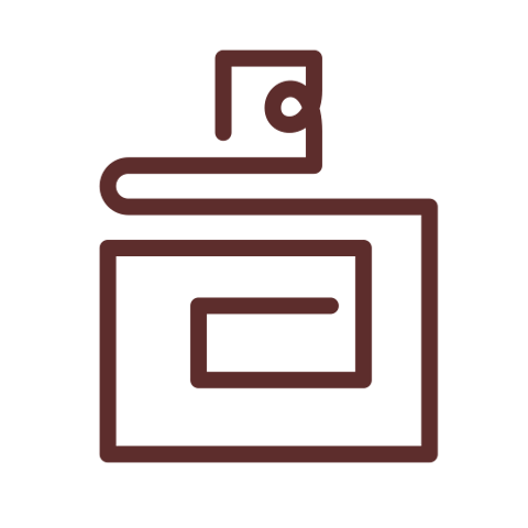 Stylized perfume bottle icon with a decorative label